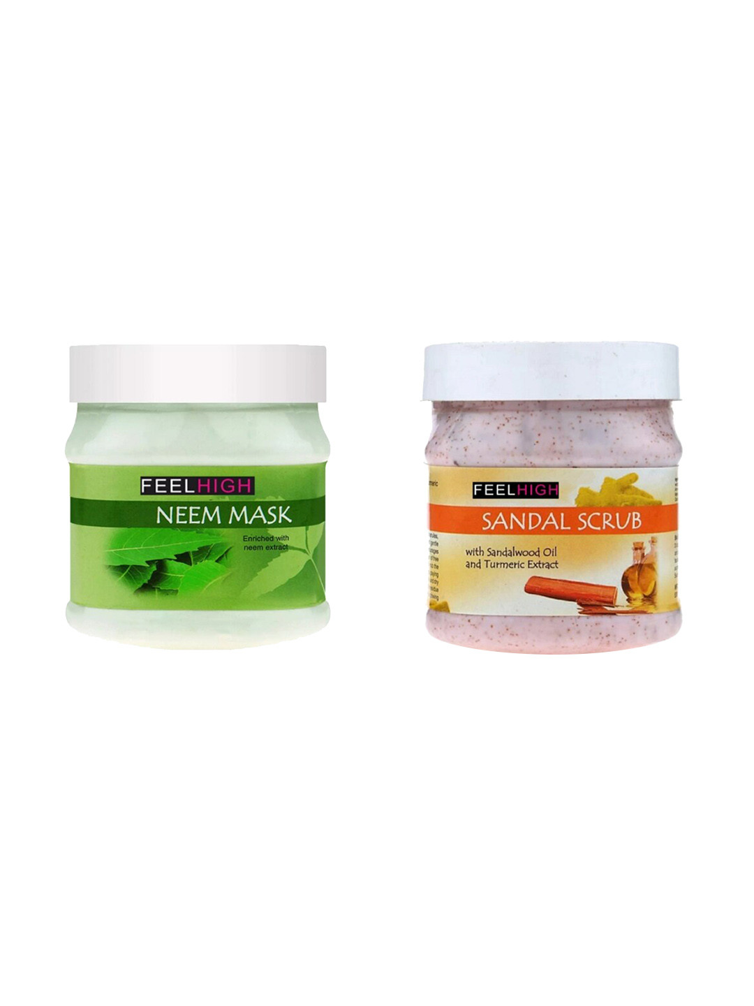 FEELHIGH Set Of 2 Neem Mask & Sandal Scrub 500ml-Each