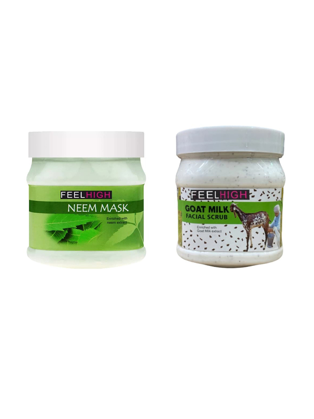 FEELHIGH Set Of 2 Neem Mask & Goat Milk Scrub 500ml-Each
