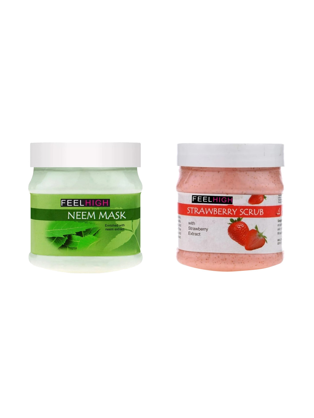 FEELHIGH Set Of 2 Neem Mask & Strawberry Scrub 500ml-Each