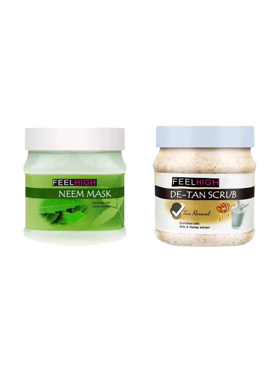 FEELHIGH Set Of 2 Neem Mask & Detan Scrub 500ml-Each