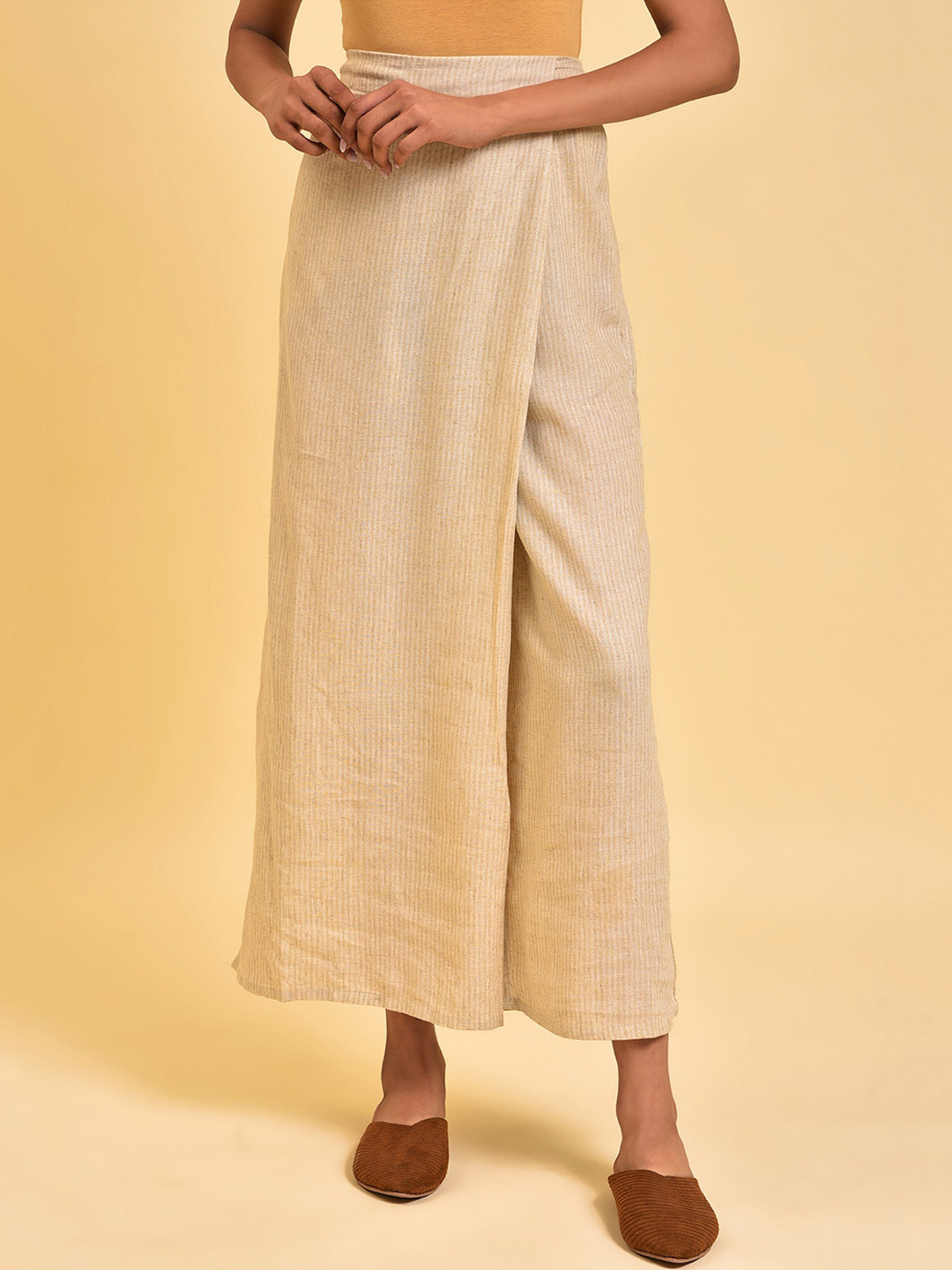 W Women Textured Parallel Trousers