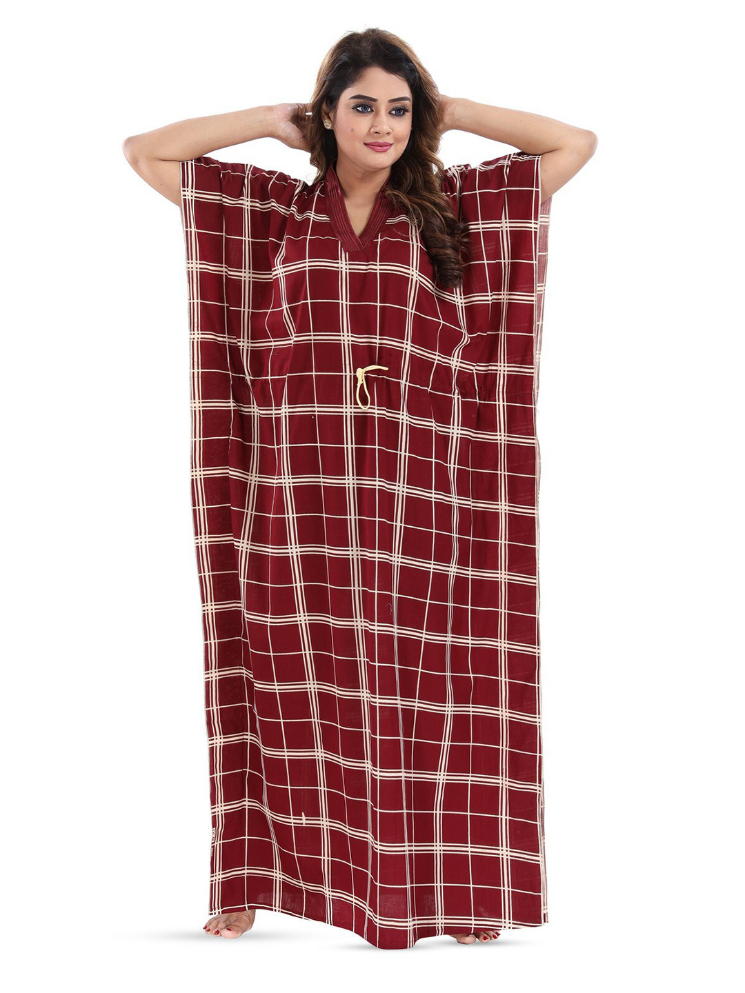 CINCO Checked Kaftan Maxi Nightdress