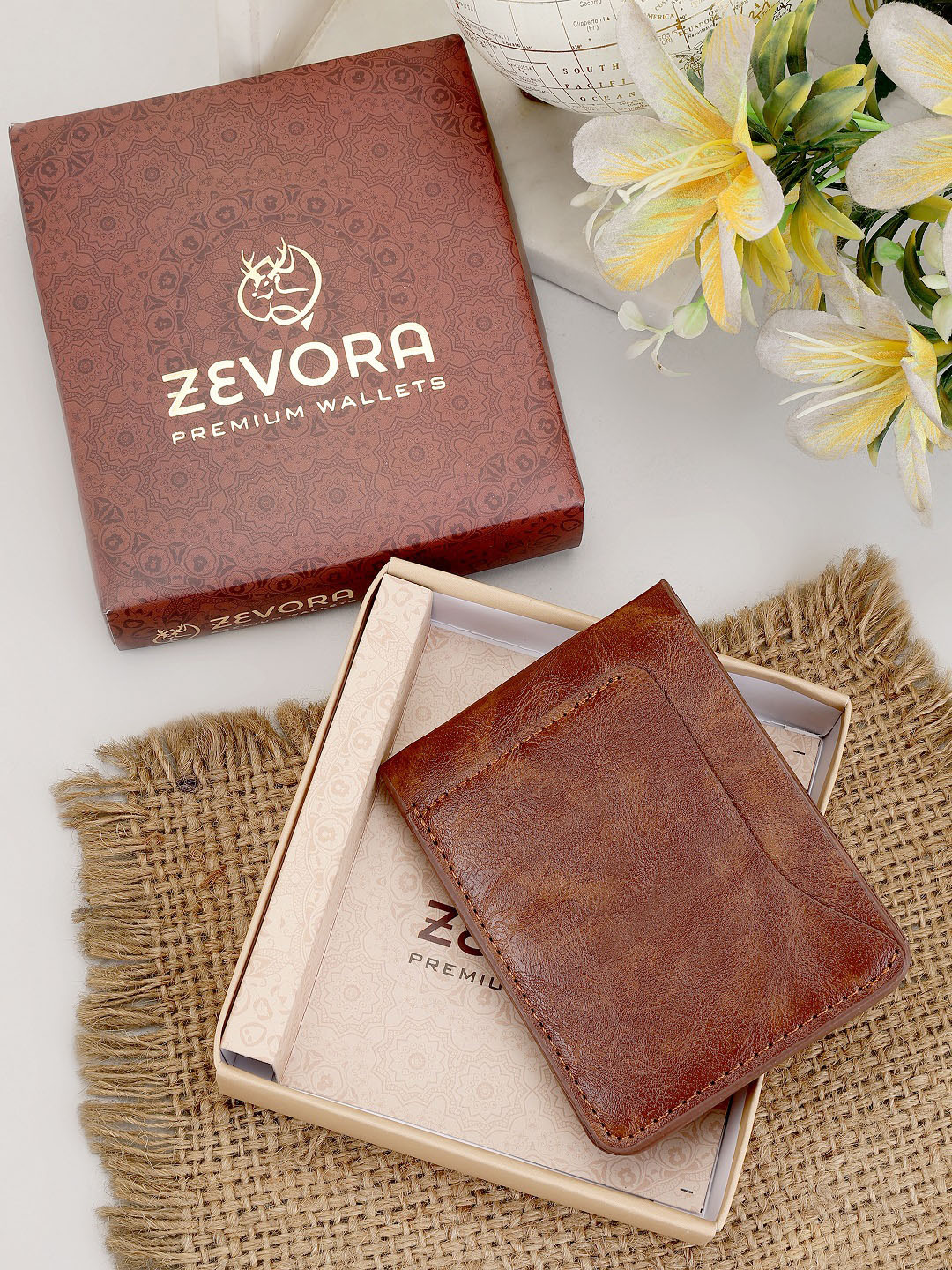 ZEVORA Men Leather Water Resistance Two Fold Wallet