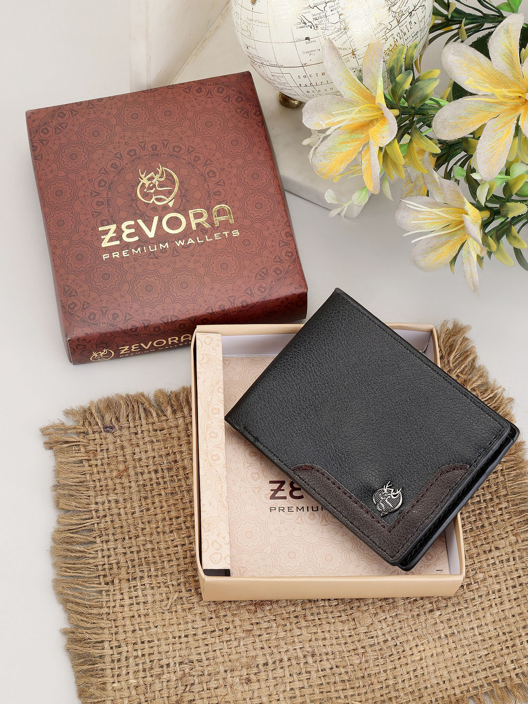 ZEVORA Men Leather Water Resistance Two Fold Wallet