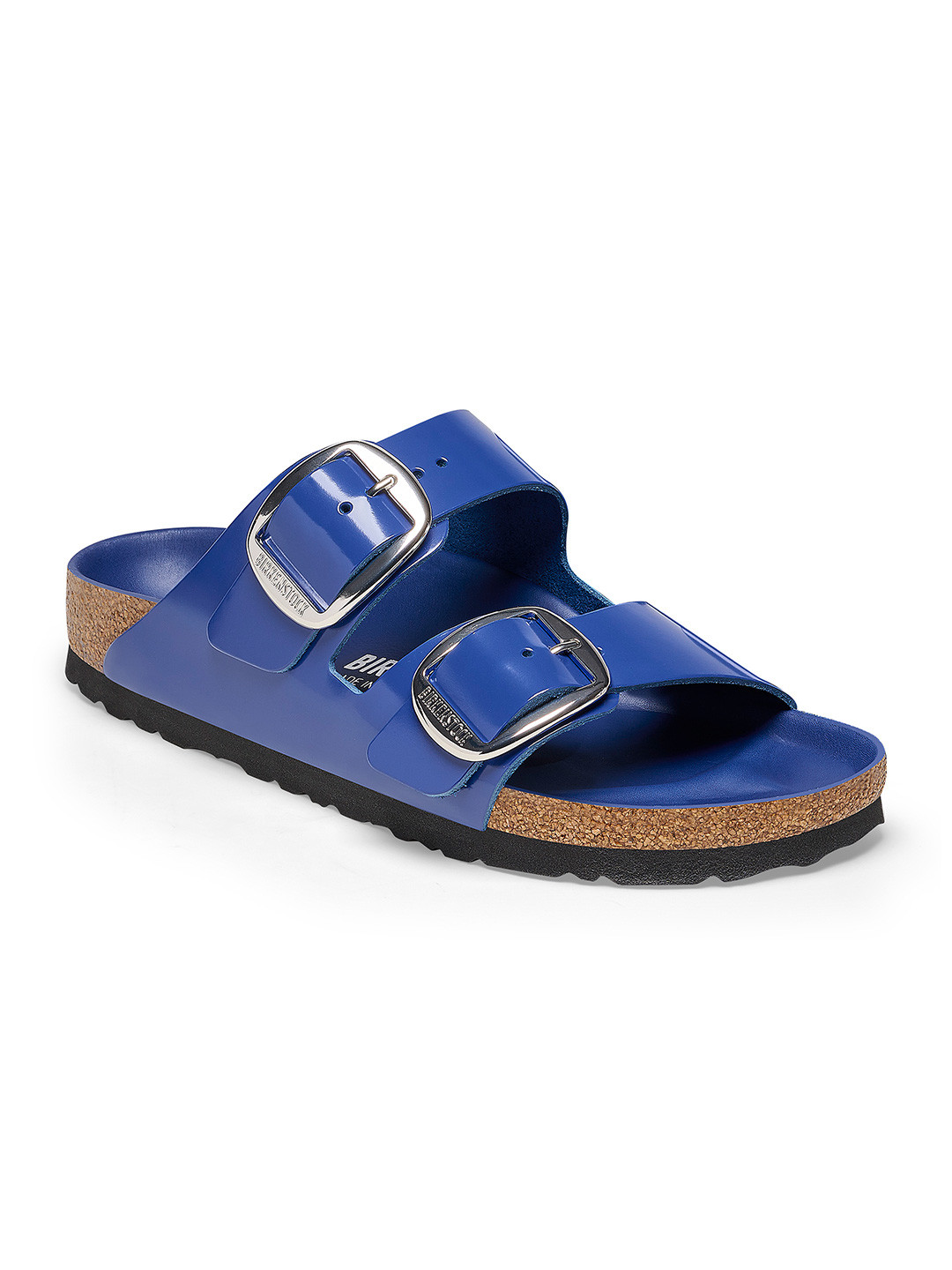 Birkenstock Arizona Buckle High-Shine Cobalt Narrow Width Two-Strap Sandals