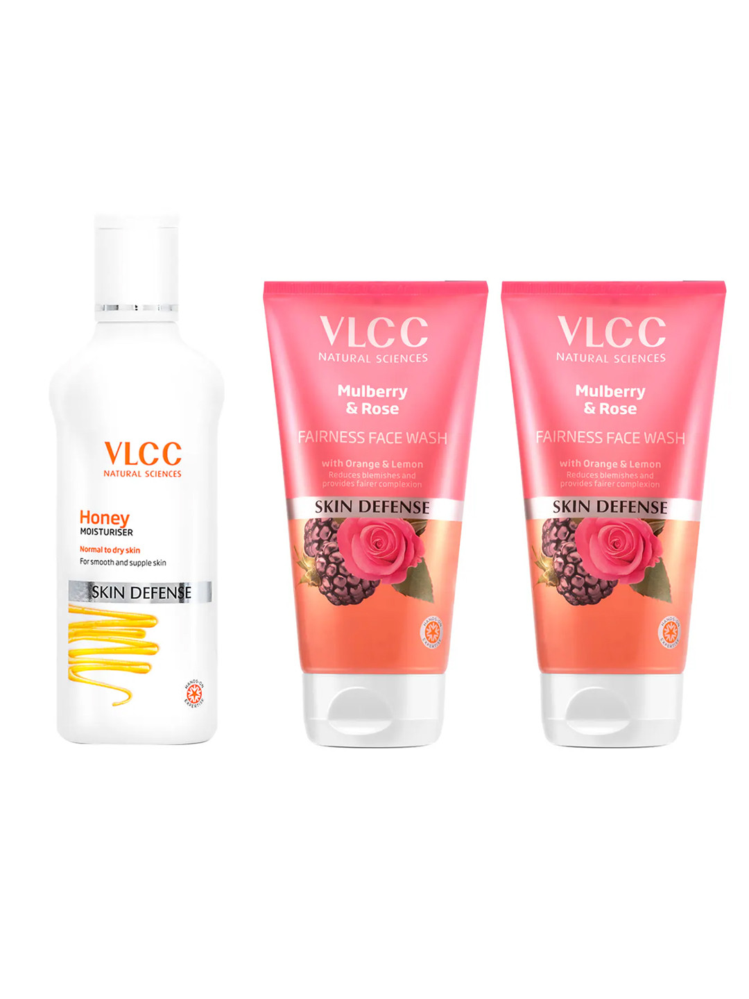 VLCC Set of Skin Defence Honey Moisturizer 100ml & 2 Mulberry & Rose Face Wash 150ml Each