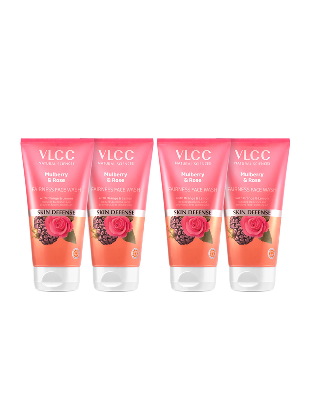 VLCC Set of 4 Skin Defense Mulberry & Rose Fairness Face Wash - 150ml Each