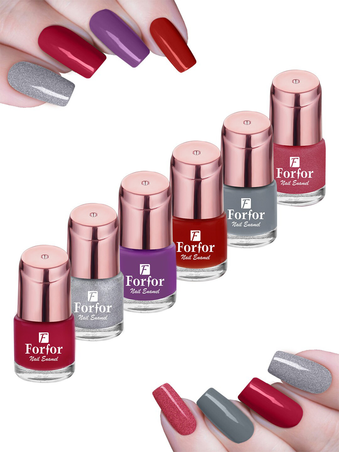 FORFOR Rose Gold 6 Rose Perfect Stay Nail Polish - 6ml Each -1105-106-109-108-107-110