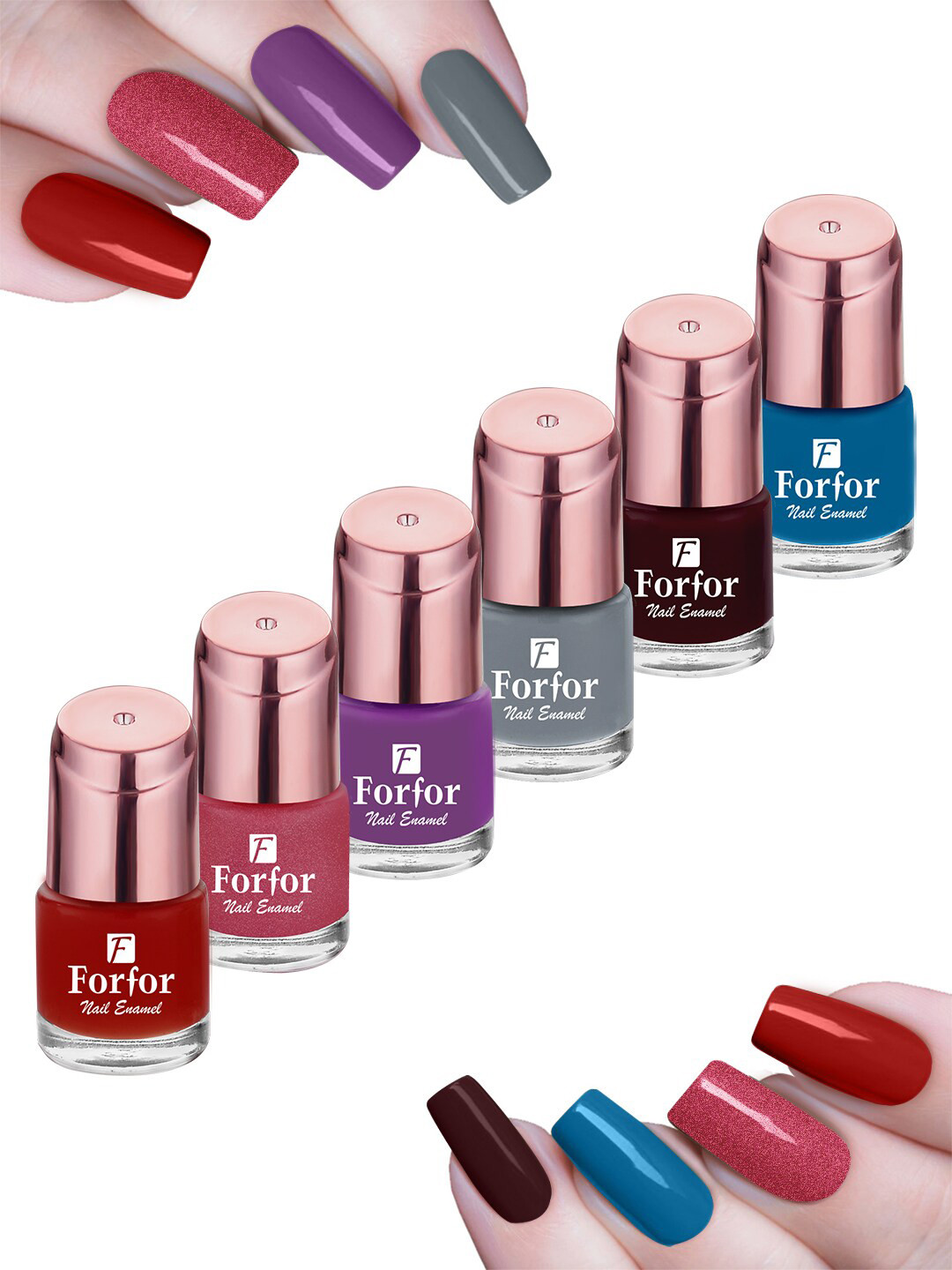 FORFOR Rose Gold Set Of 6 Perfect Stay Nail Polish - 6ml Each - 107-108-109-110-111-112