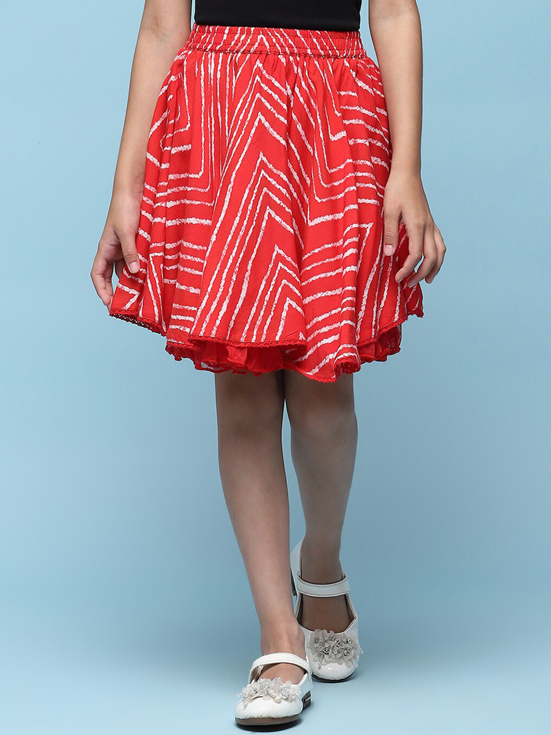 Biba Girls Striped Knee Length Flared Skirt