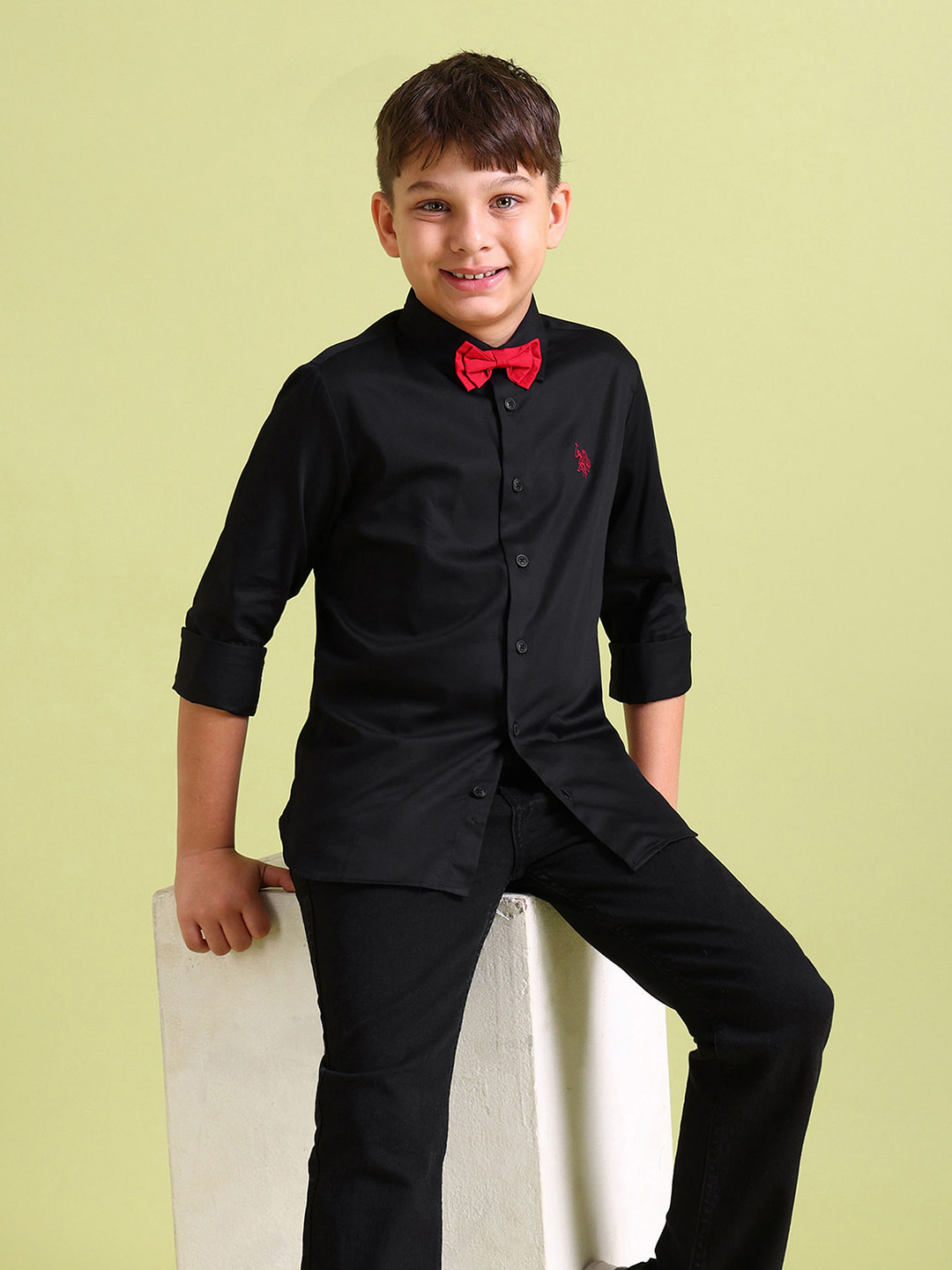 U.S. Polo Assn. Kids Boys Classic Spread Collar Long Sleeve Casual Shirt