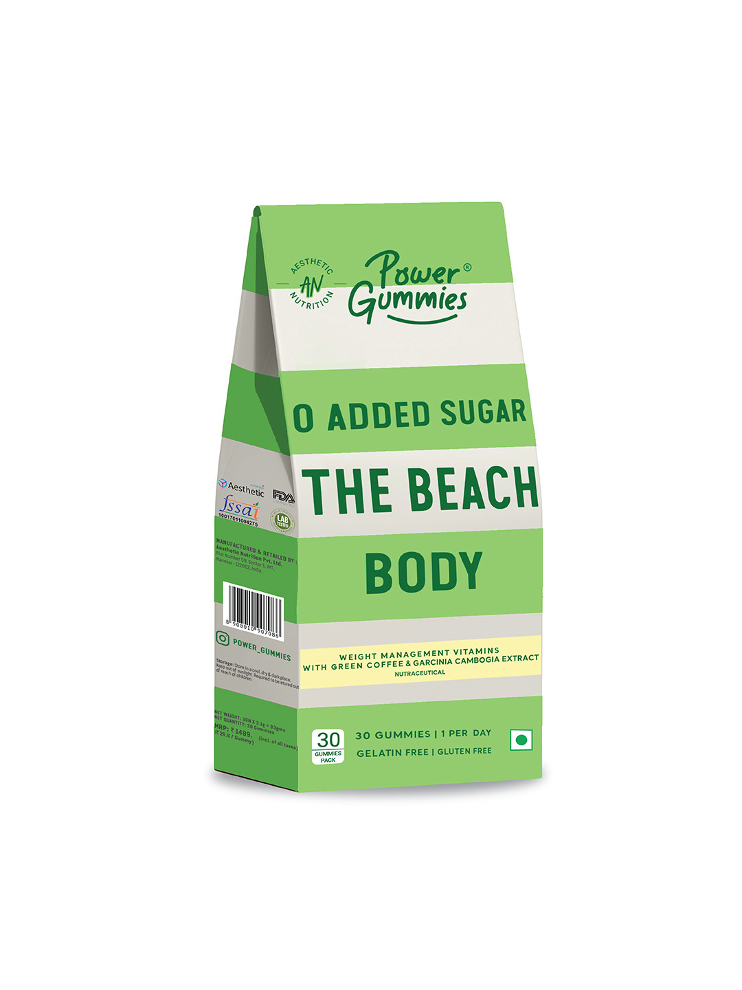 Power Gummies The Beach Body with Green Coffee & 0 Added Sugar - 30 Gummies