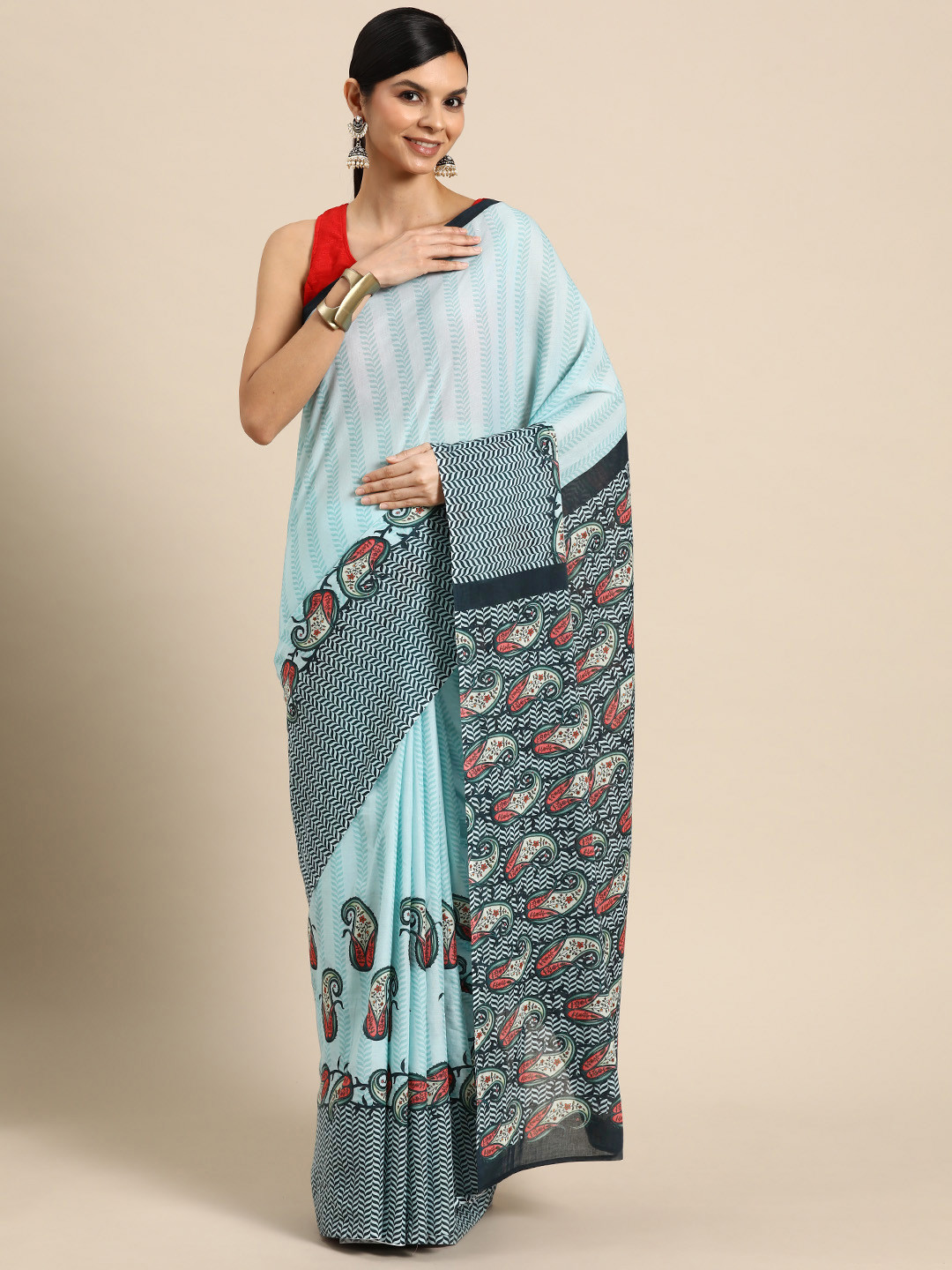 BUTA BUTI Paisley Printed Pure Cotton Saree