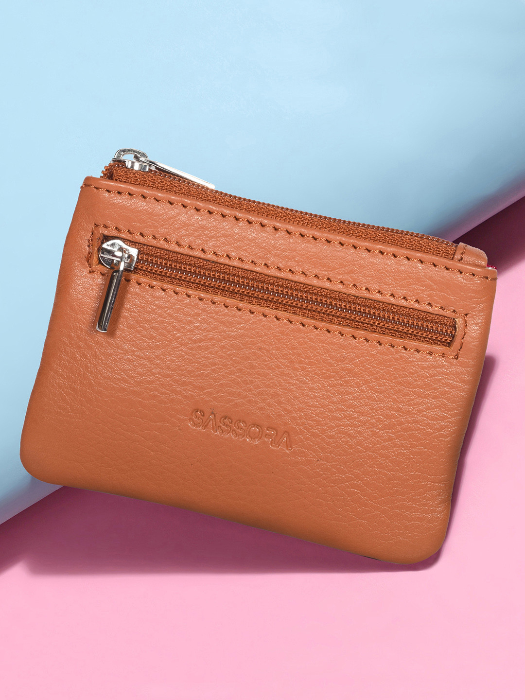 Sassora Kids Textured Genuine Leather Key Pouch