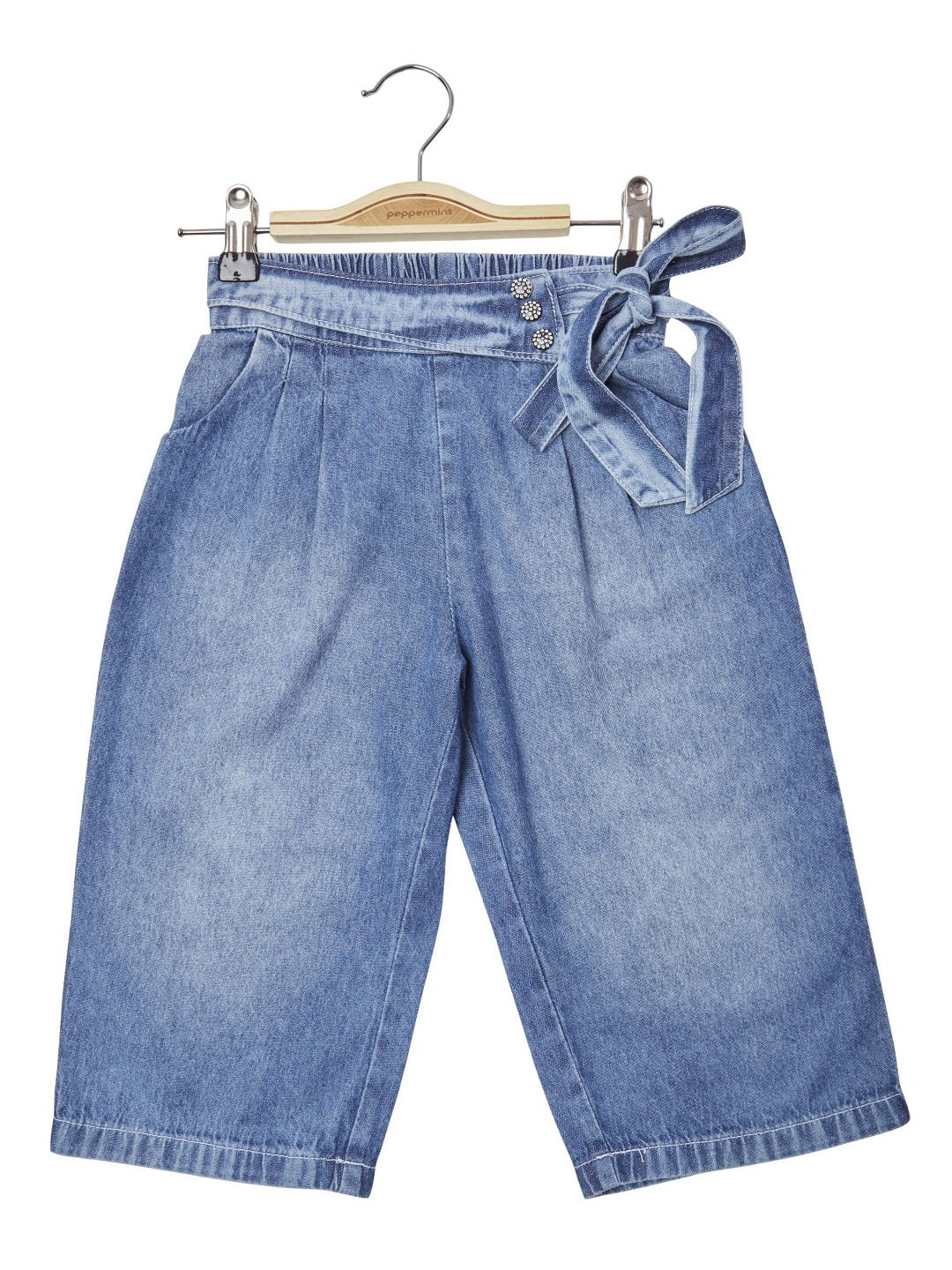 Peppermint Girls Relaxed Loose Fit High-Rise Plain Pleated Pure Cotton Culottes