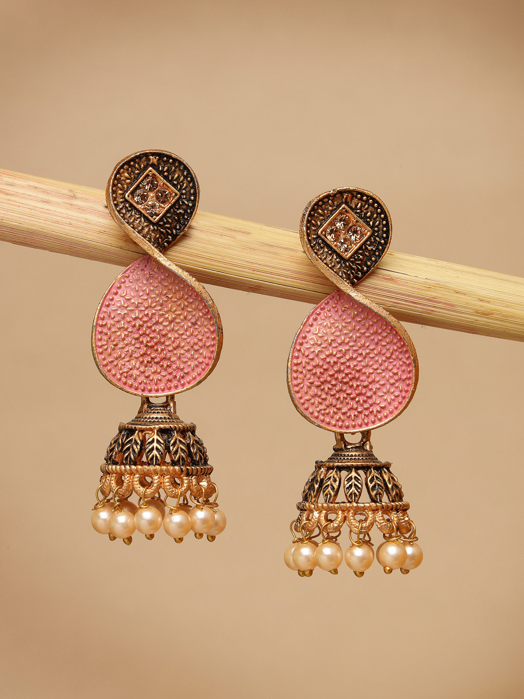 ADIVA Gold-Plated Contemporary Jhumkas