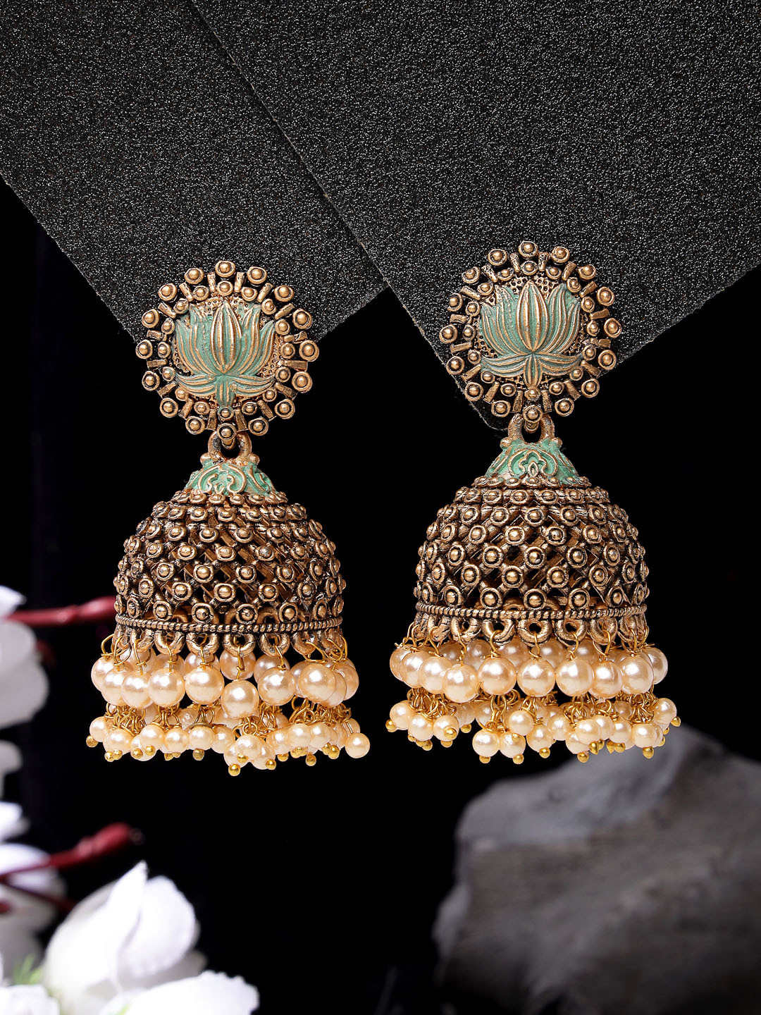 ADIVA Gold-Plated Contemporary Jhumkas