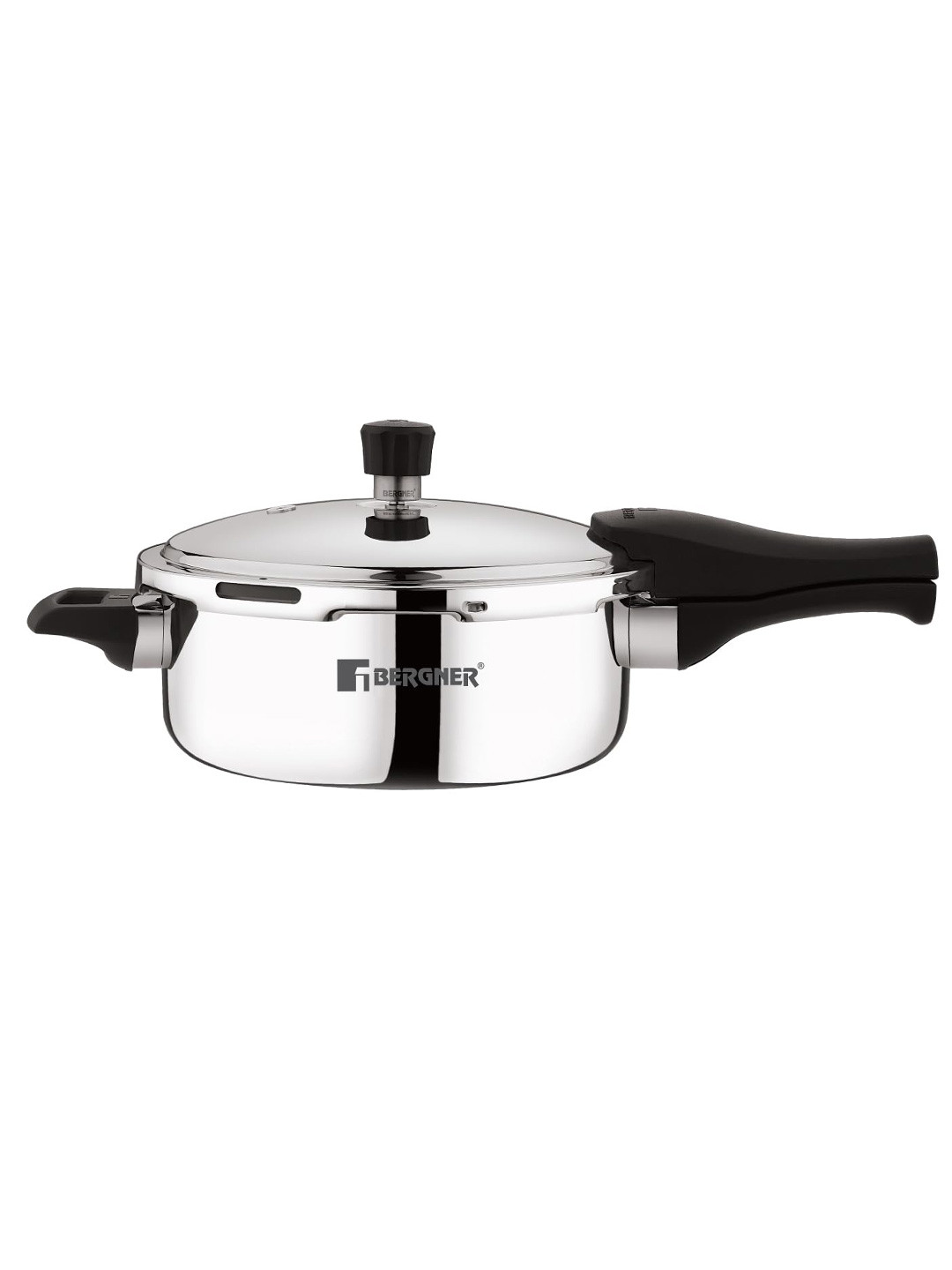 BERGNER Trimax Silver Tri-Ply Stainless Steel Induction Base Outer Lid Pressure Cooker-3.5 L