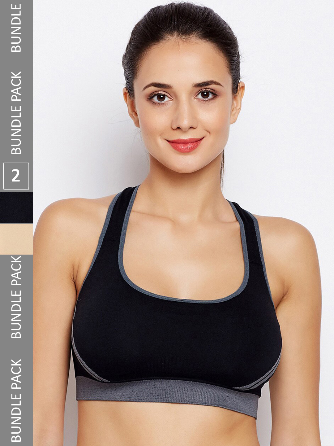 Lebami Pack Of 2 Full Coverage Removable Padded Workout Bra With All Day Comfort