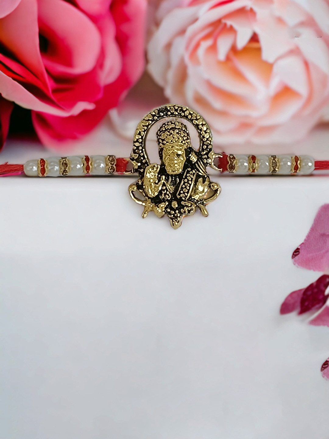 Vighnaharta Rhodium-Plated Sai baba Charm Detail Rakhi