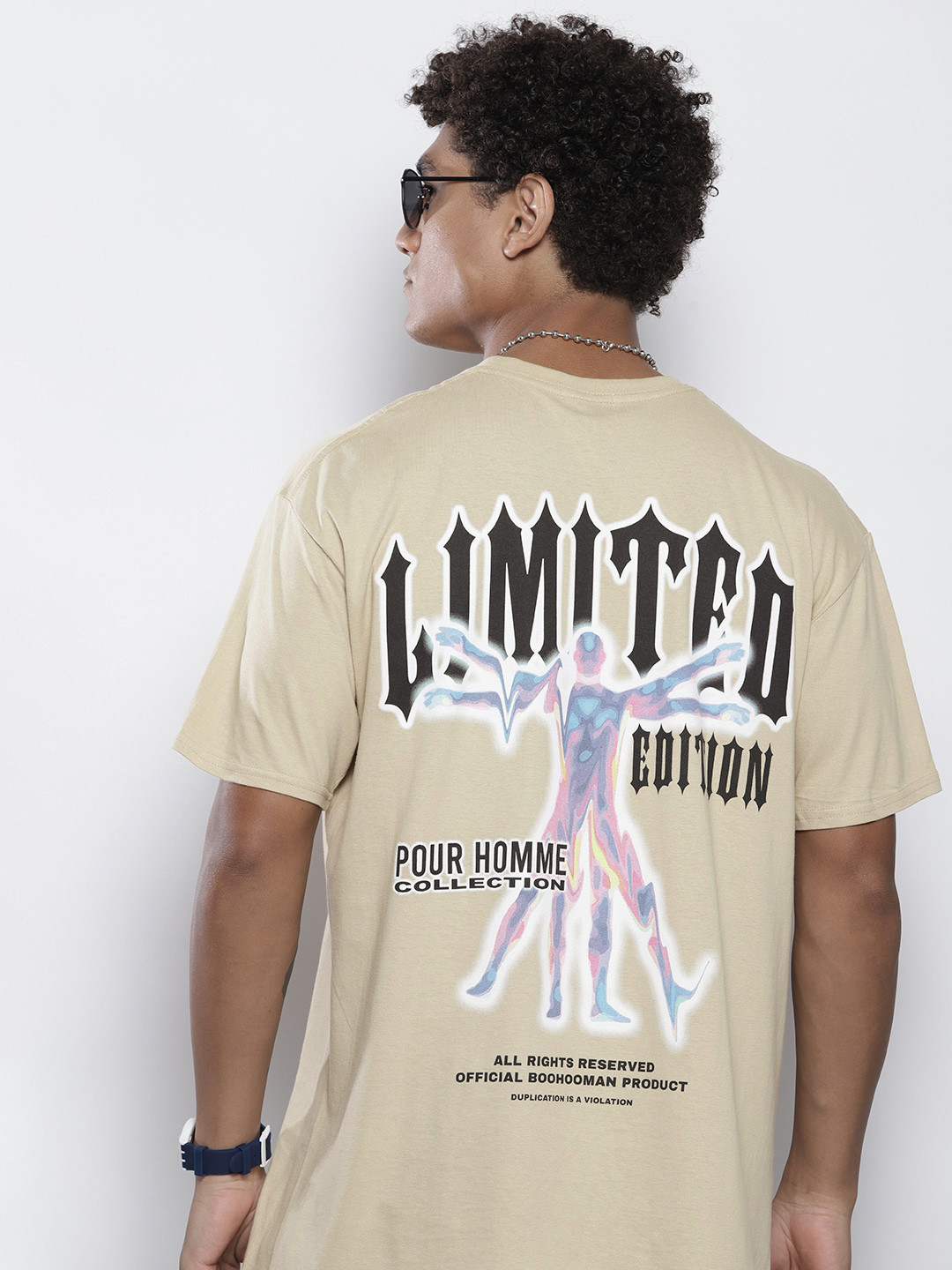 boohooMAN Back Print Cotton Oversized T-shirt