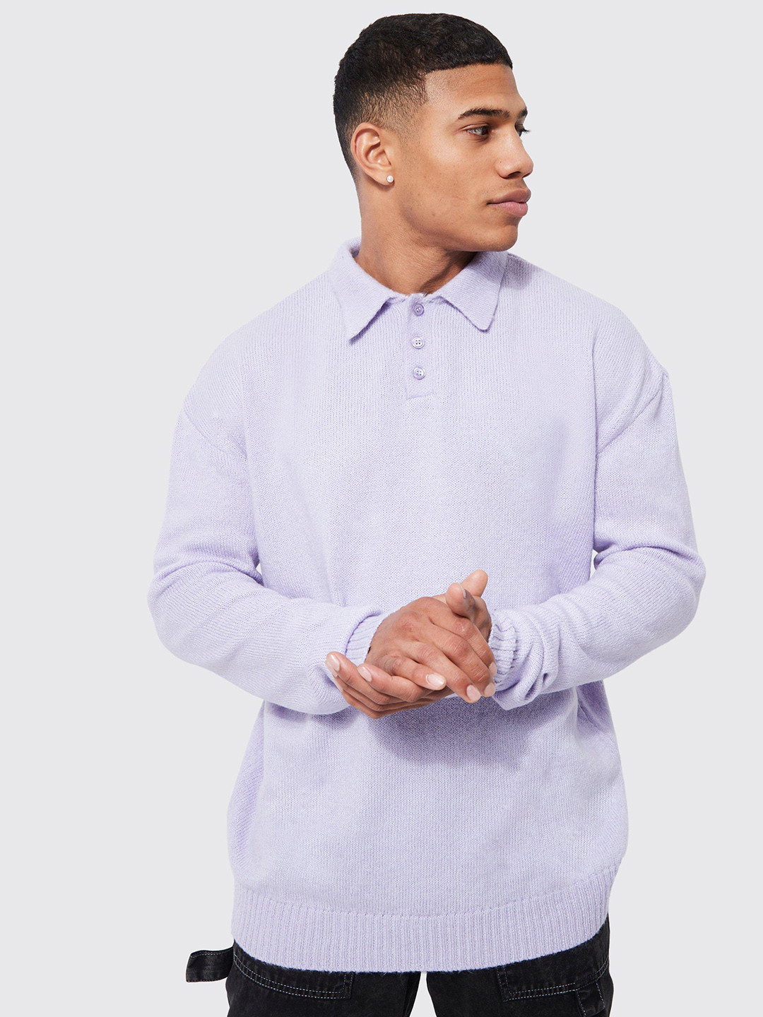 boohooMAN Polo Collar Knitted Oversized T-shirt