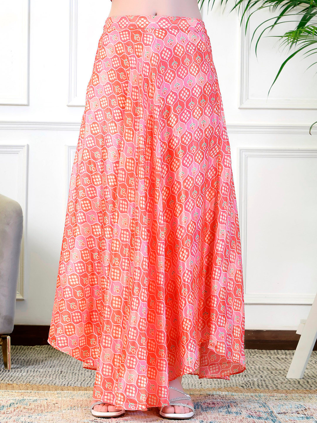NEUDIS Floral Printed Flared Maxi Lehenga Skirt
