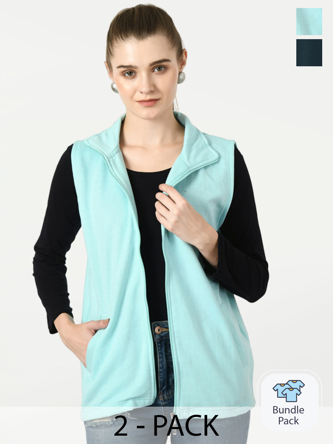 BAESD Pack Of 2 Lightweight Open Front Fleece Jacket