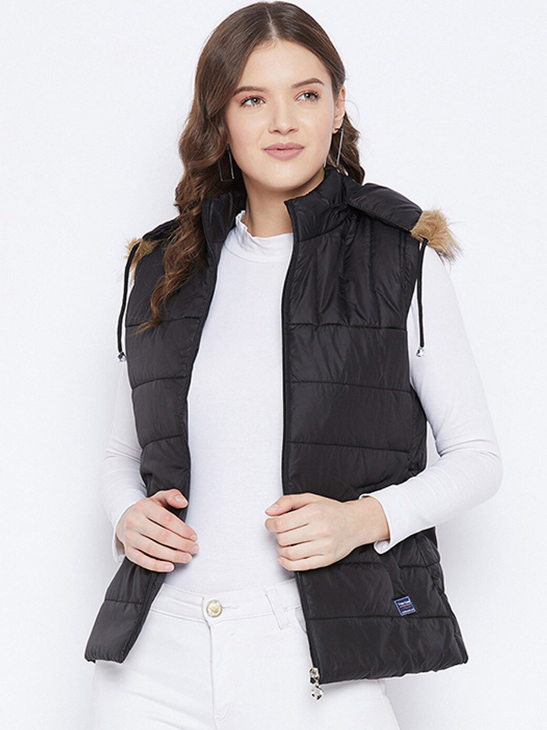 VERO AMORE Windcheater Sleeveless Bomber Jacket With Faux Fur Trim
