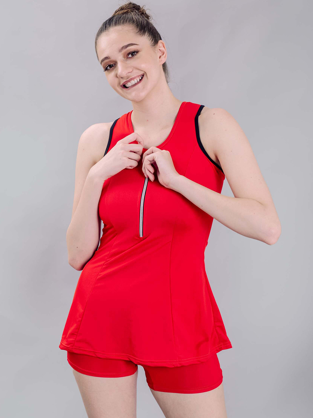 Keepfit Women's Racerback Sleeveless Padded Swimsuit Frock Style and Boyshorts