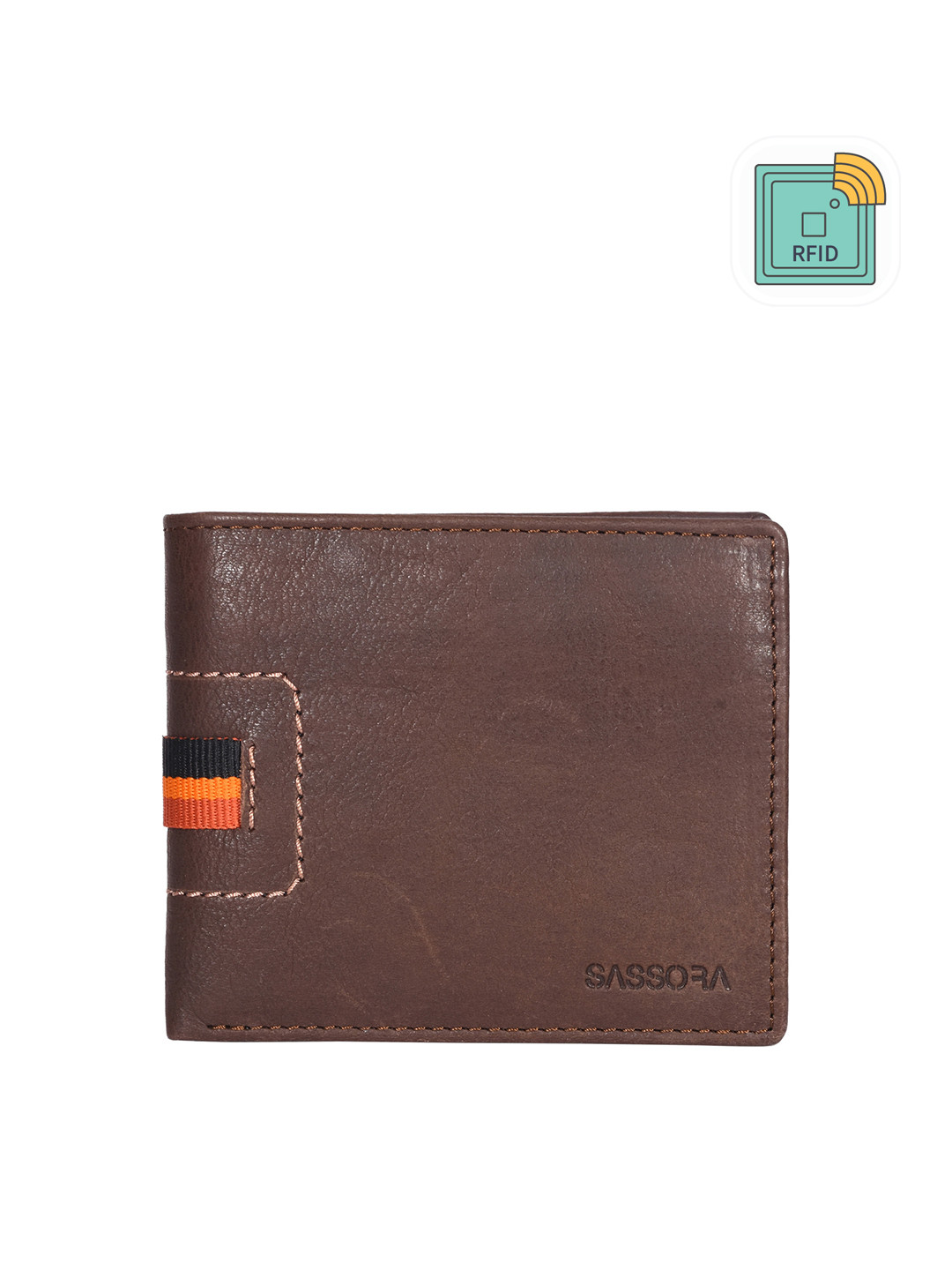 Sassora Unisex Textured Leather Two Fold Bi Fold RFID Wallet