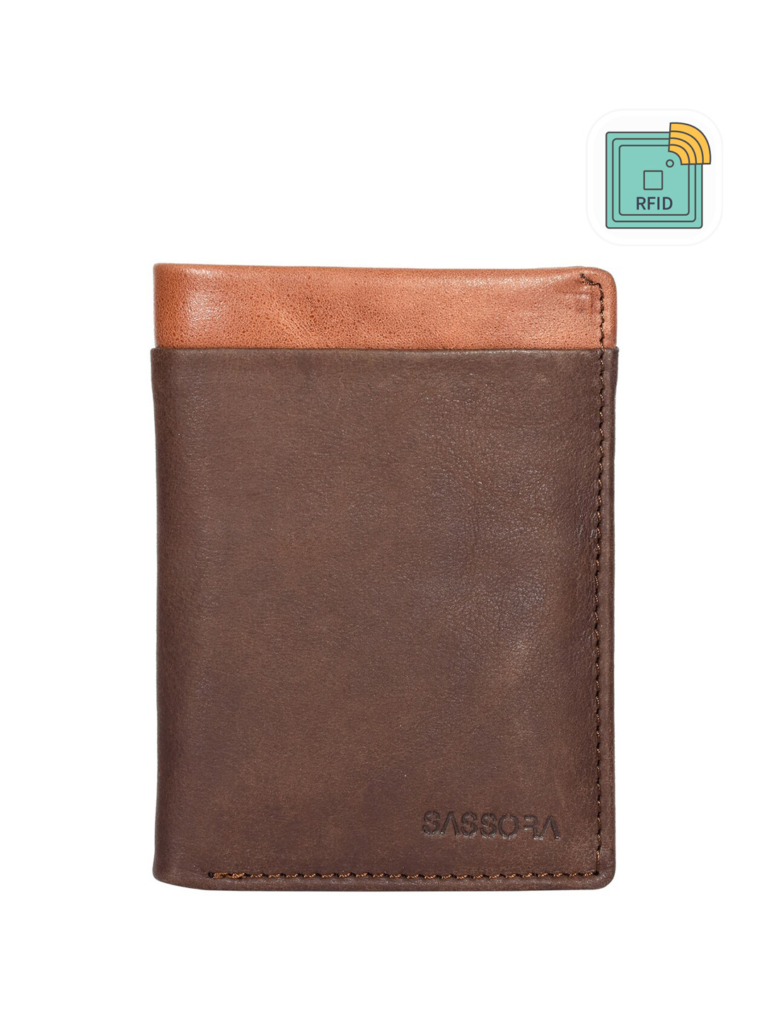 Sassora Unisex Leather RFID Protected Two Fold Wallet