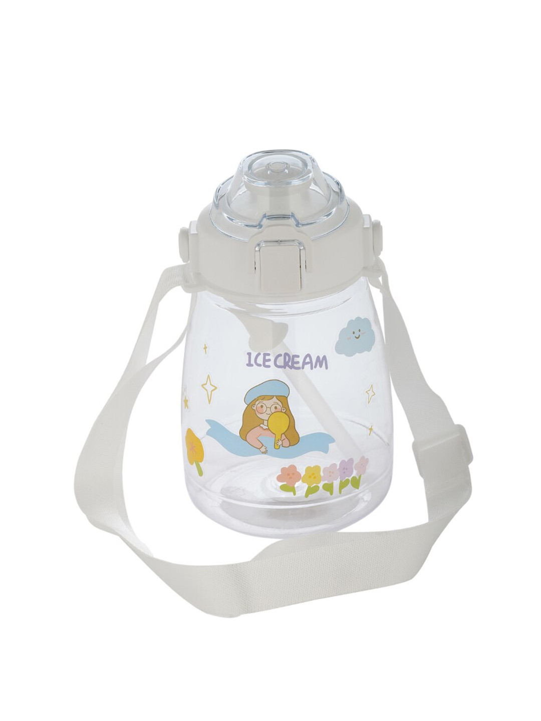 GUCHIGU White Conversational Plastic Lockable Lid Sipper - 1.2L