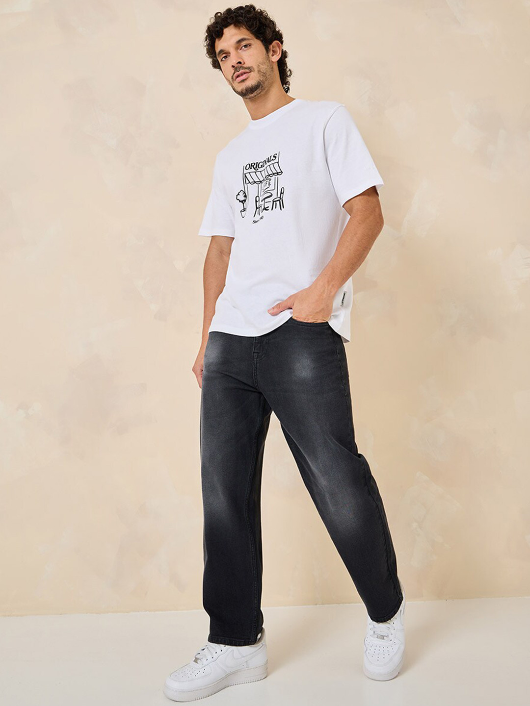 Styli Men Cotton Stretch 5-Pocket Loose Fit Jeans