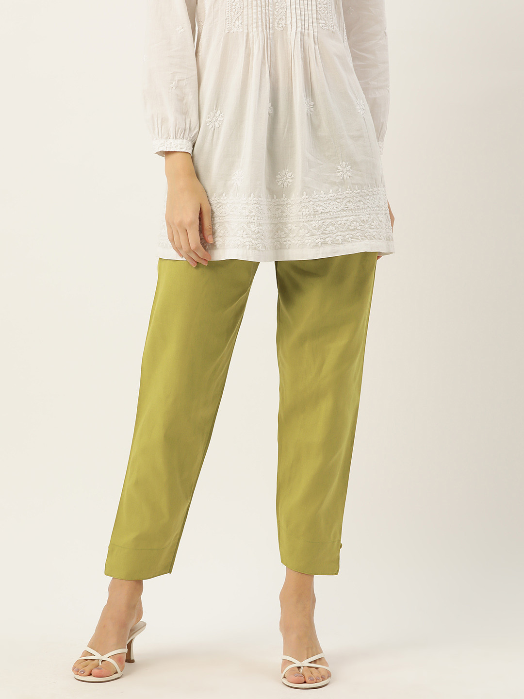 HASRI Women Solid Pure Cotton Trousers