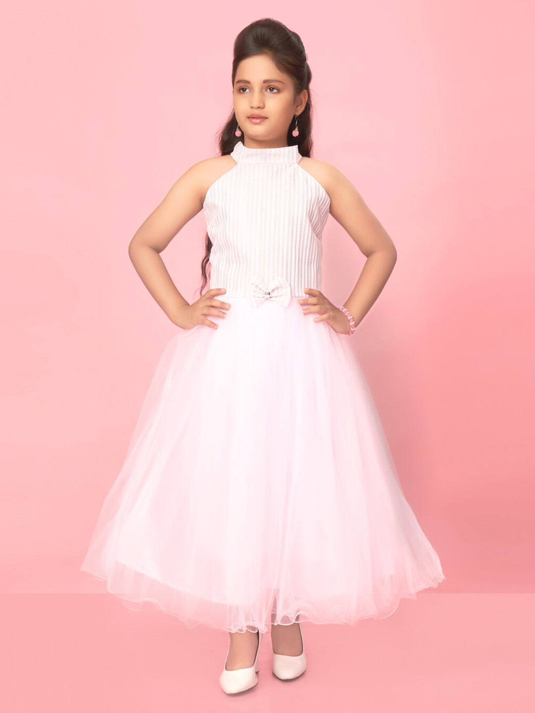 BAESD Girls Striped Hight Neck Fit and Flare Dress