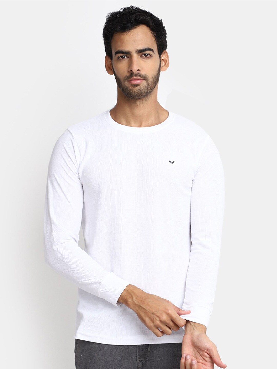 V-Mart Self Design Slim Fit T-shirt