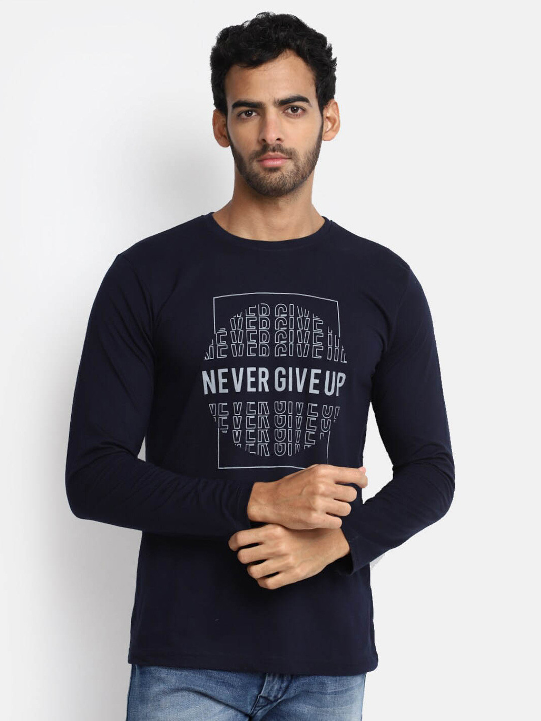 V-Mart Typography Printed Regular Fit T-Shirt
