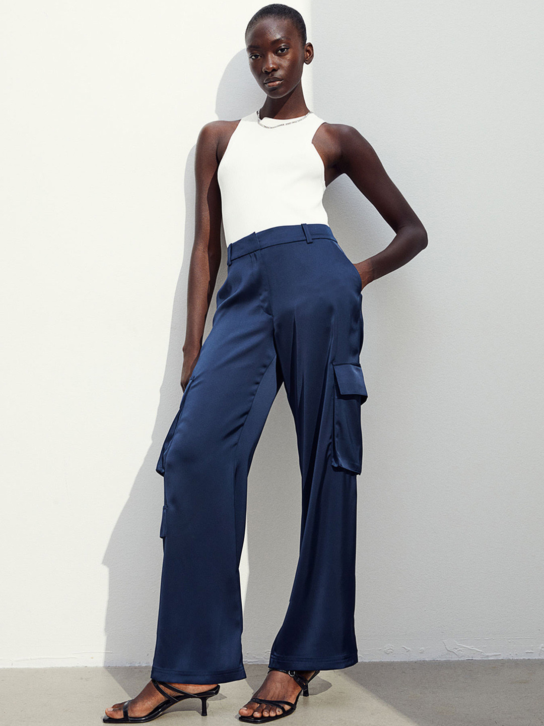 H&M Women Satin Cargo Trousers