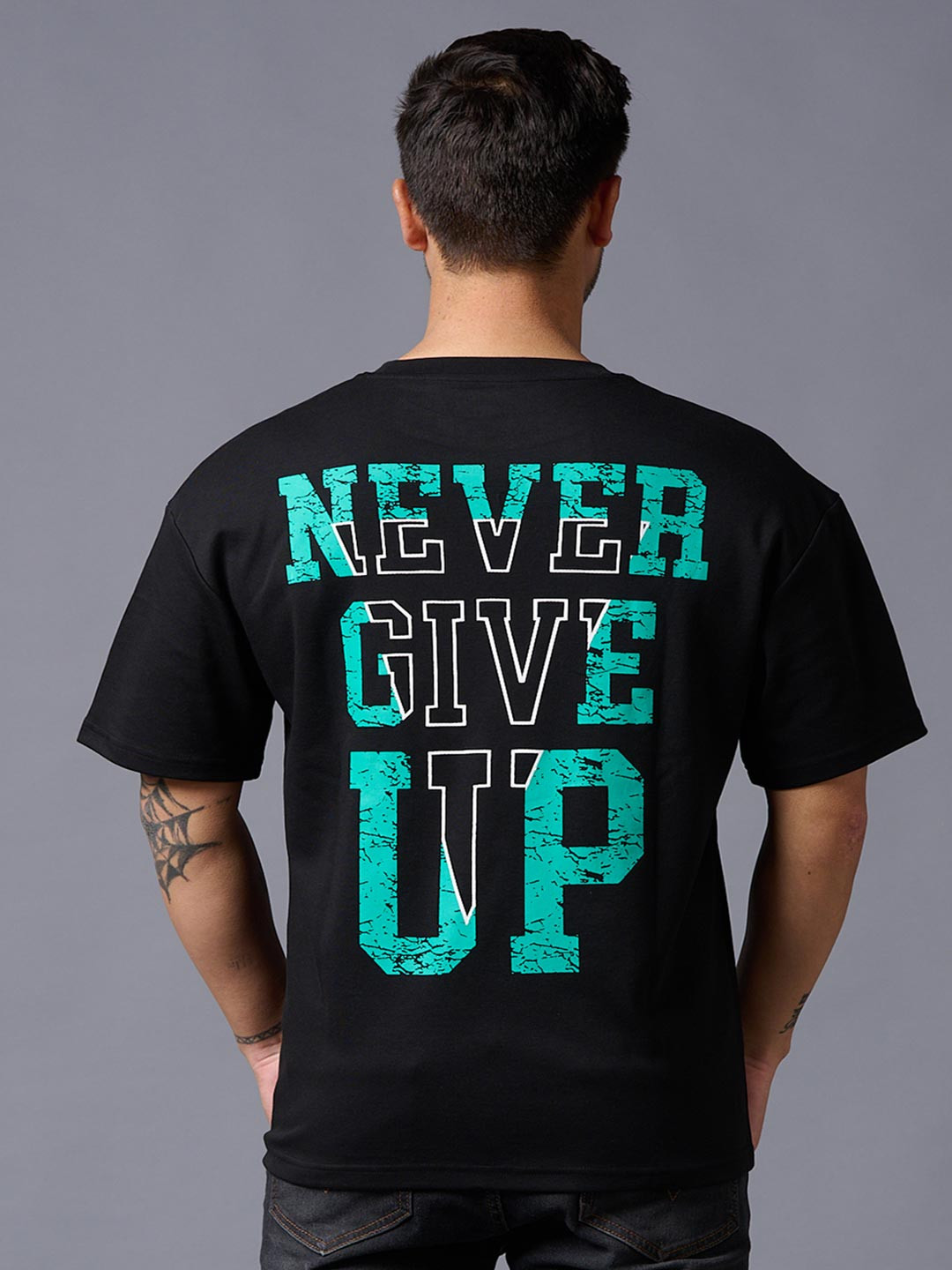 GO DEVIL Typography Printed Pure Cotton Oversized T-shirt