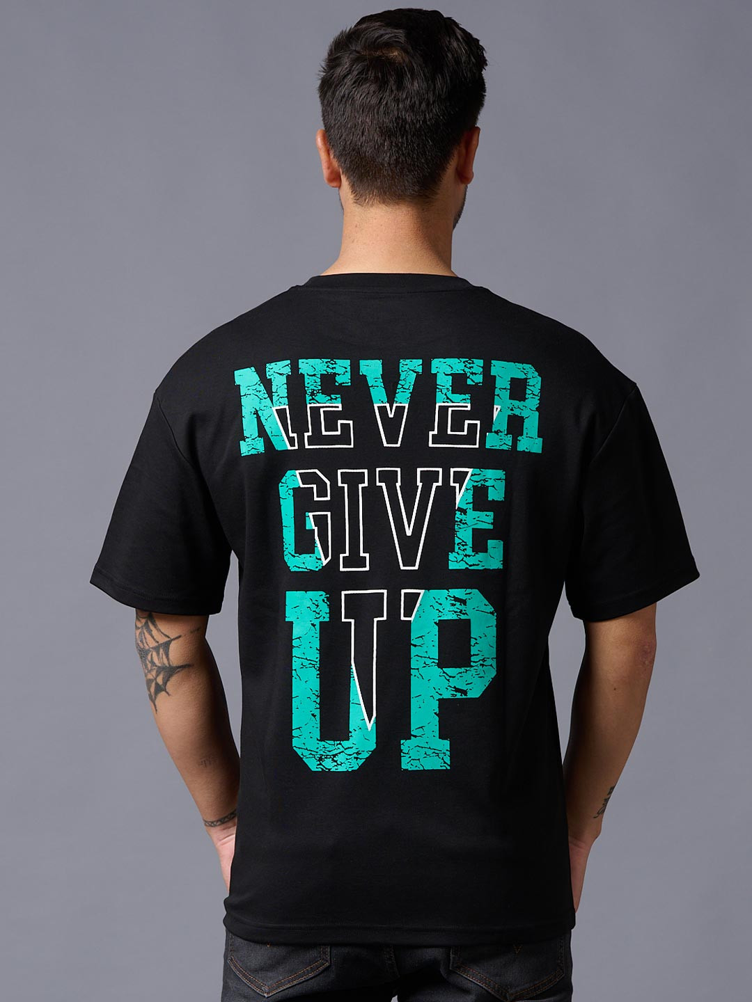 GO DEVIL Typography Printed Pure Cotton Oversized T-shirt