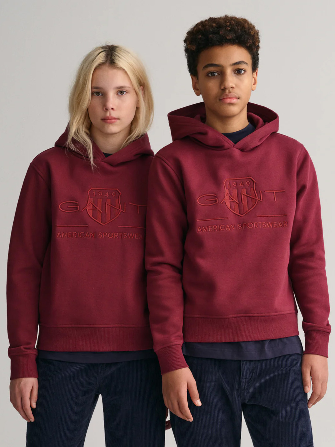 GANT Unisex Kids Maroon Printed Hooded Sweatshirt
