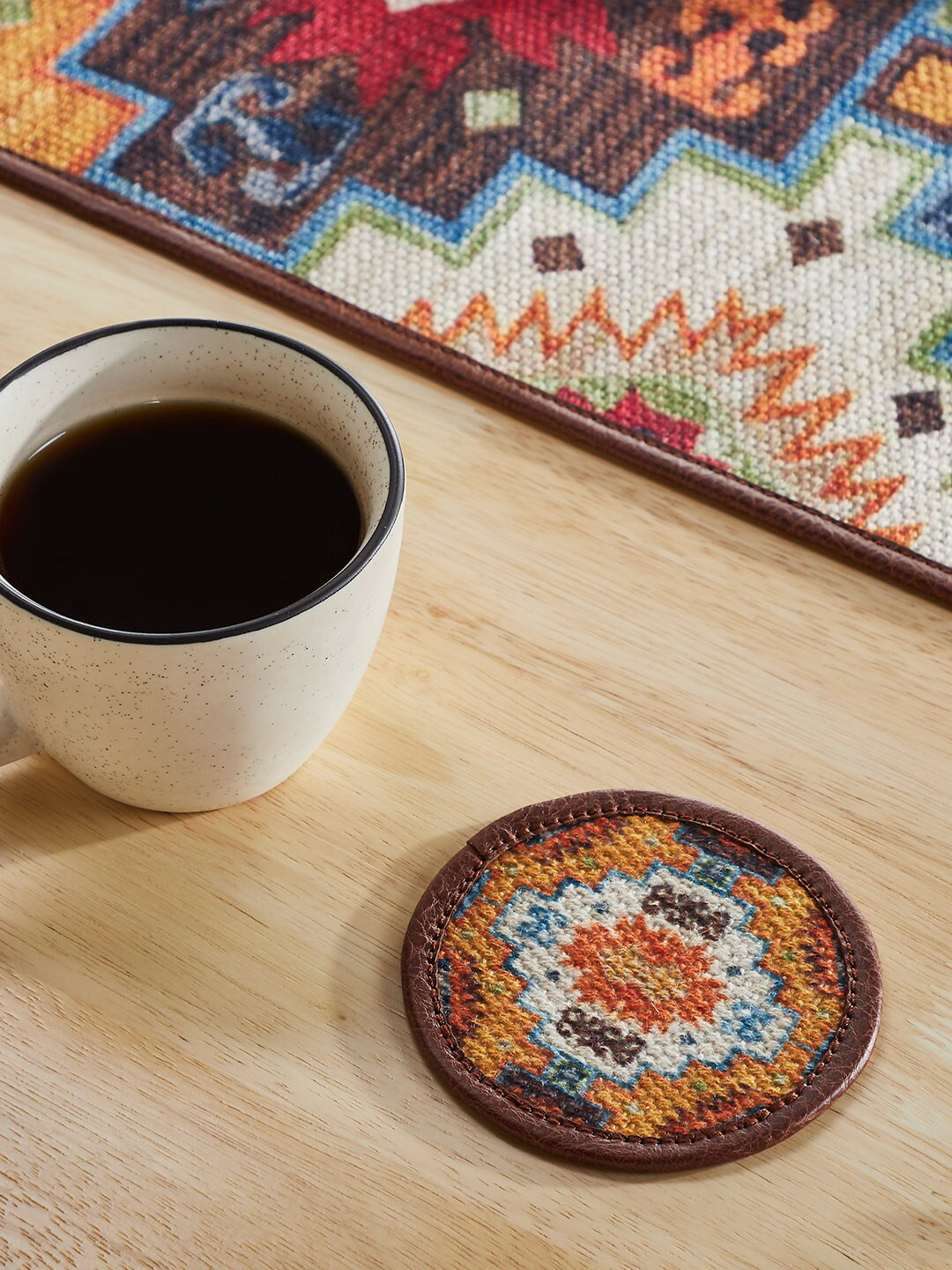 Mona B Brown 4 Pieces Printed Soft Fabric Coasters