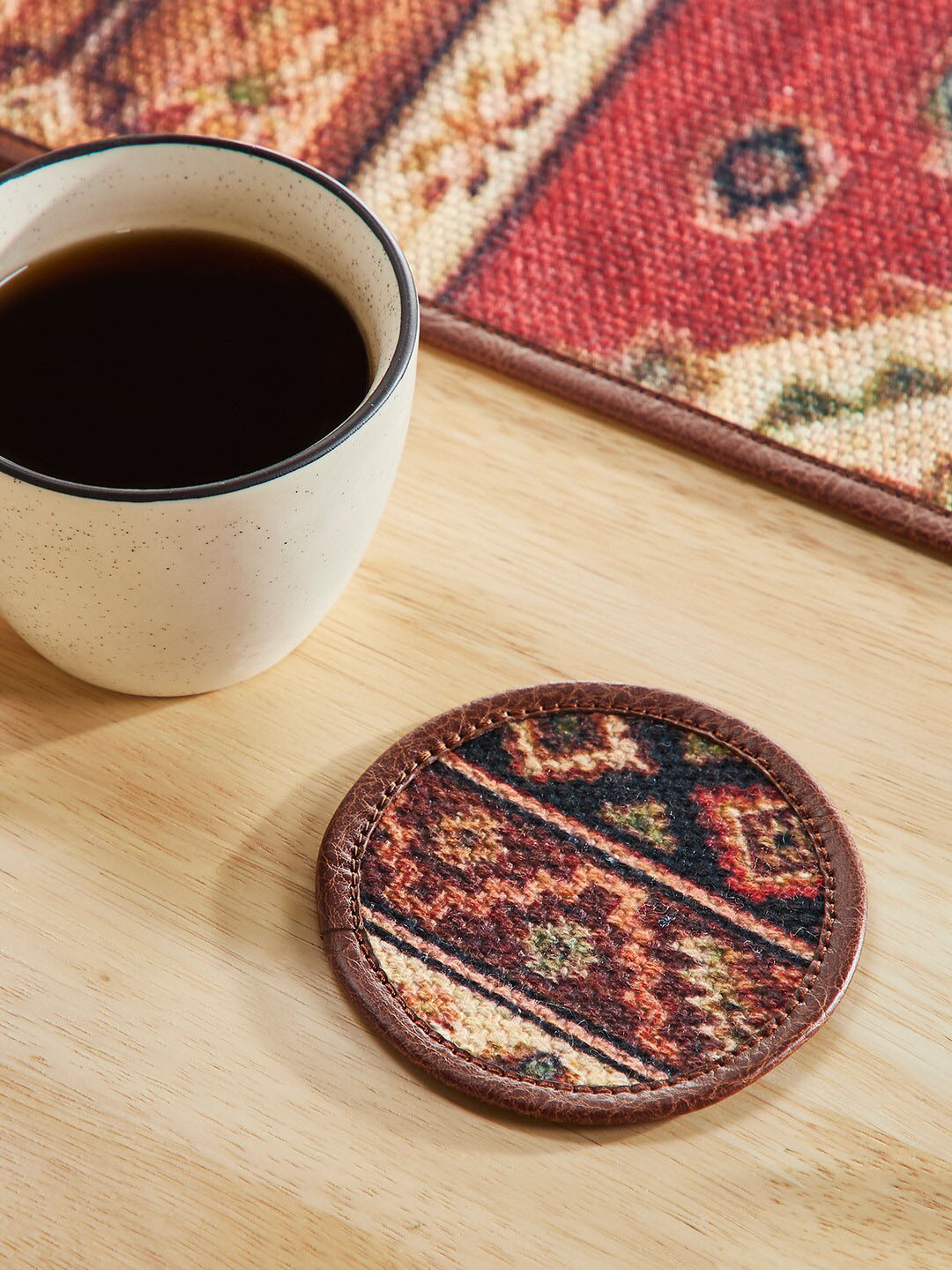 Mona B Brown 4 Pieces Printed Soft Fabric Coasters