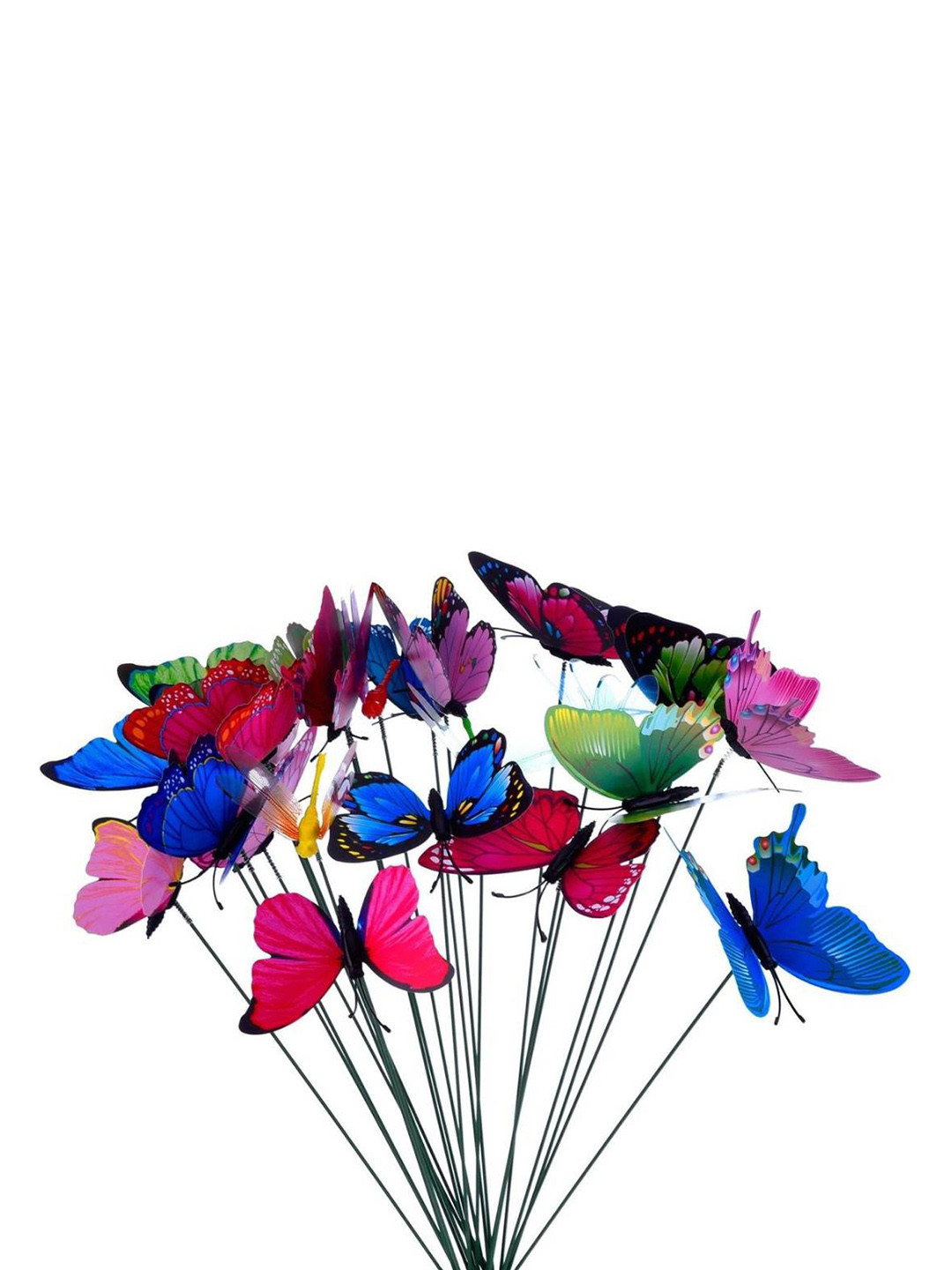 Jaamso Royals 6-Pcs Pink & Green 3D Butterfly with Stick PVC Removable Wall Sticker