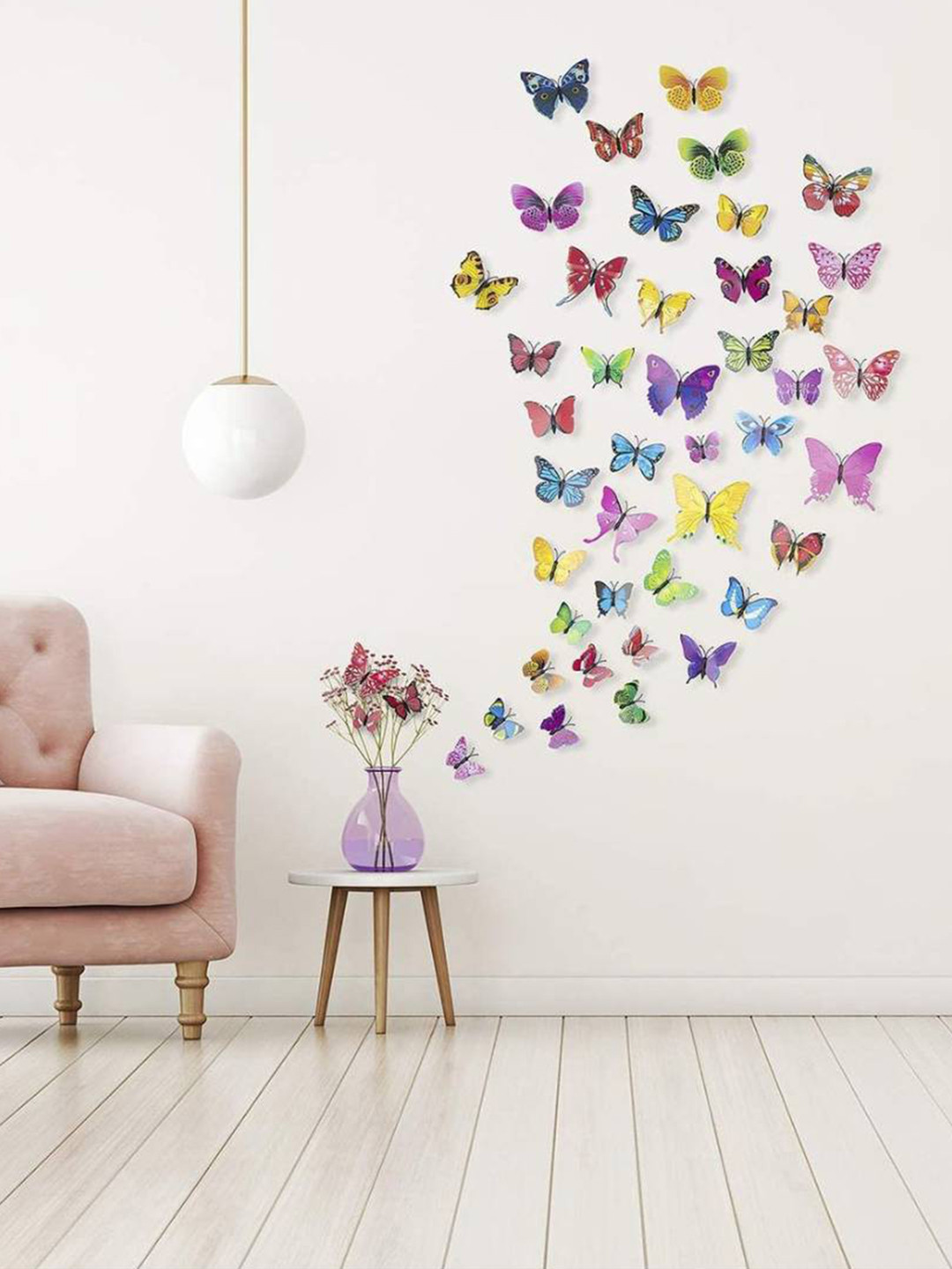 Jaamso Royals Blue & Pink 12-Pieces 3D Butterflies PVC Removable Wall Stickers