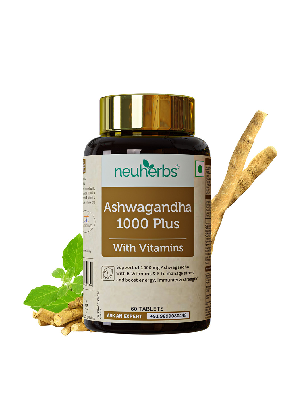 Neuherbs Ashwagandha 1000 Plus Tablets With Vitamins - 60 Tablets