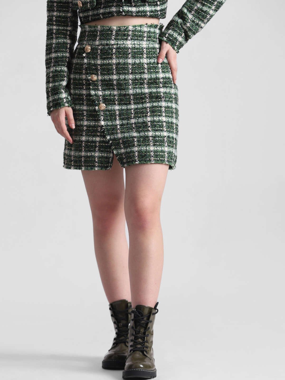 ONLY Self-Checked Mini Straight Skirts