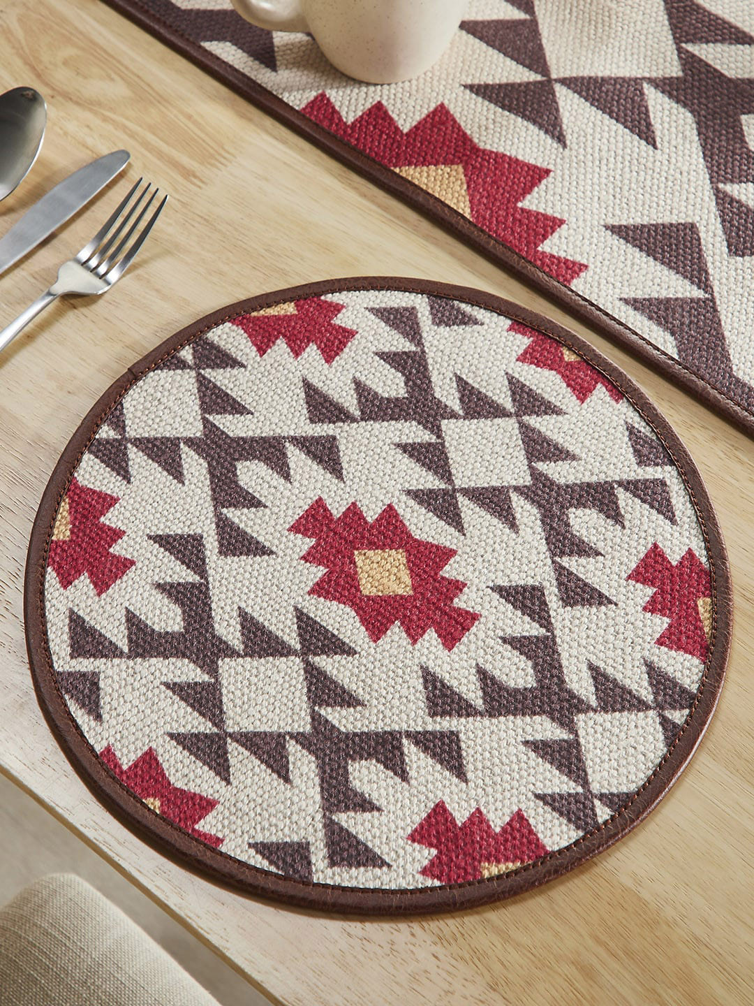 Mona B White & Blue 2-Pieces Printed Table Placemats