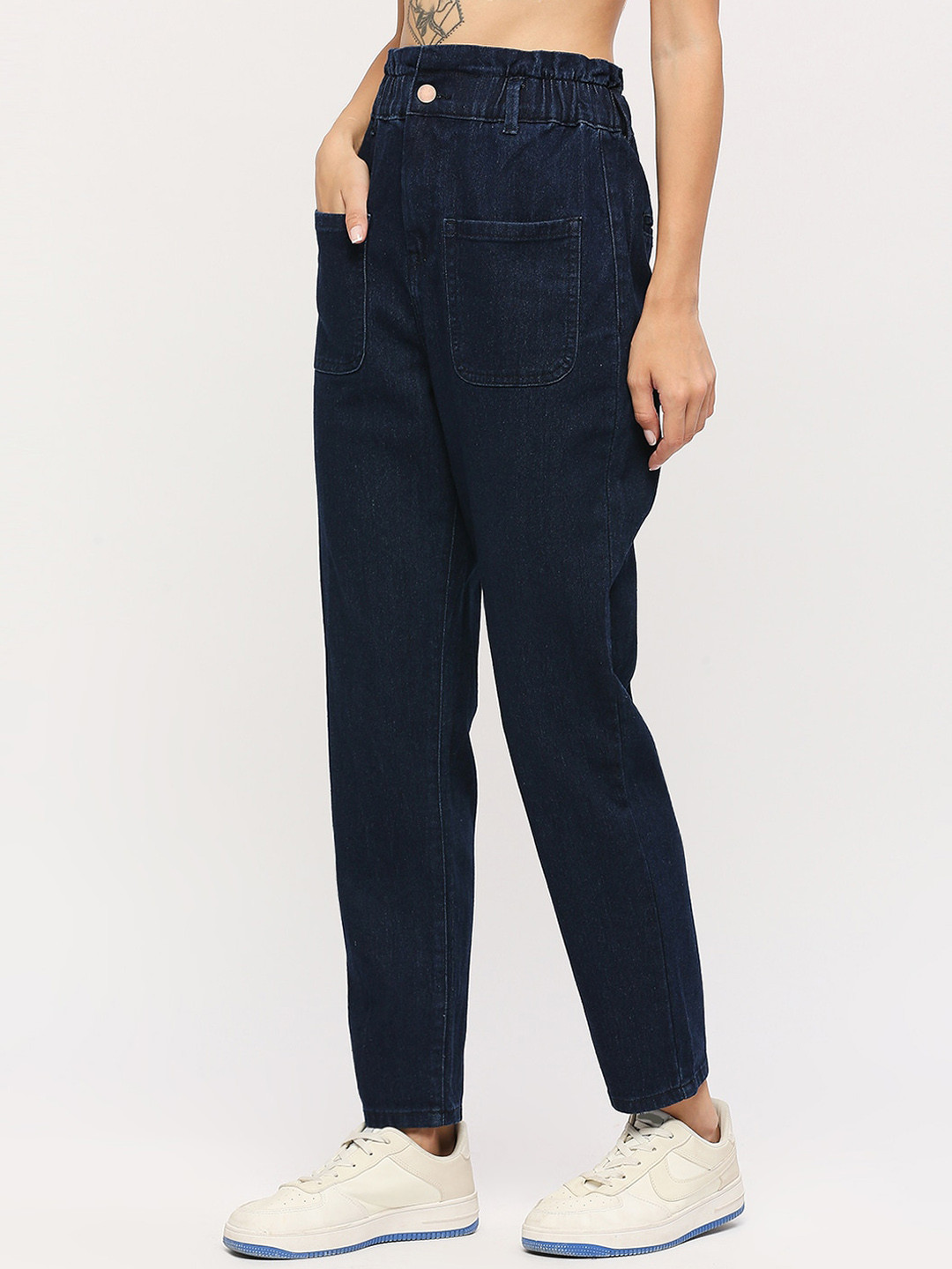 all about you Women Slouchy Fit Mid-Rise Cotton Stretchable Cropped Jeans